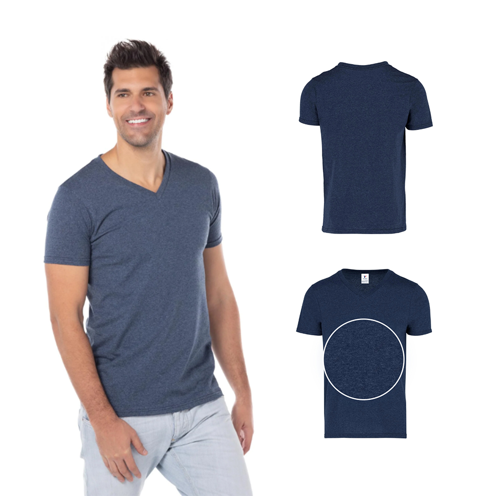 Foto 3 pulgar | Playera Yazbek C0356 Azul Marino Cuello V para Caballero