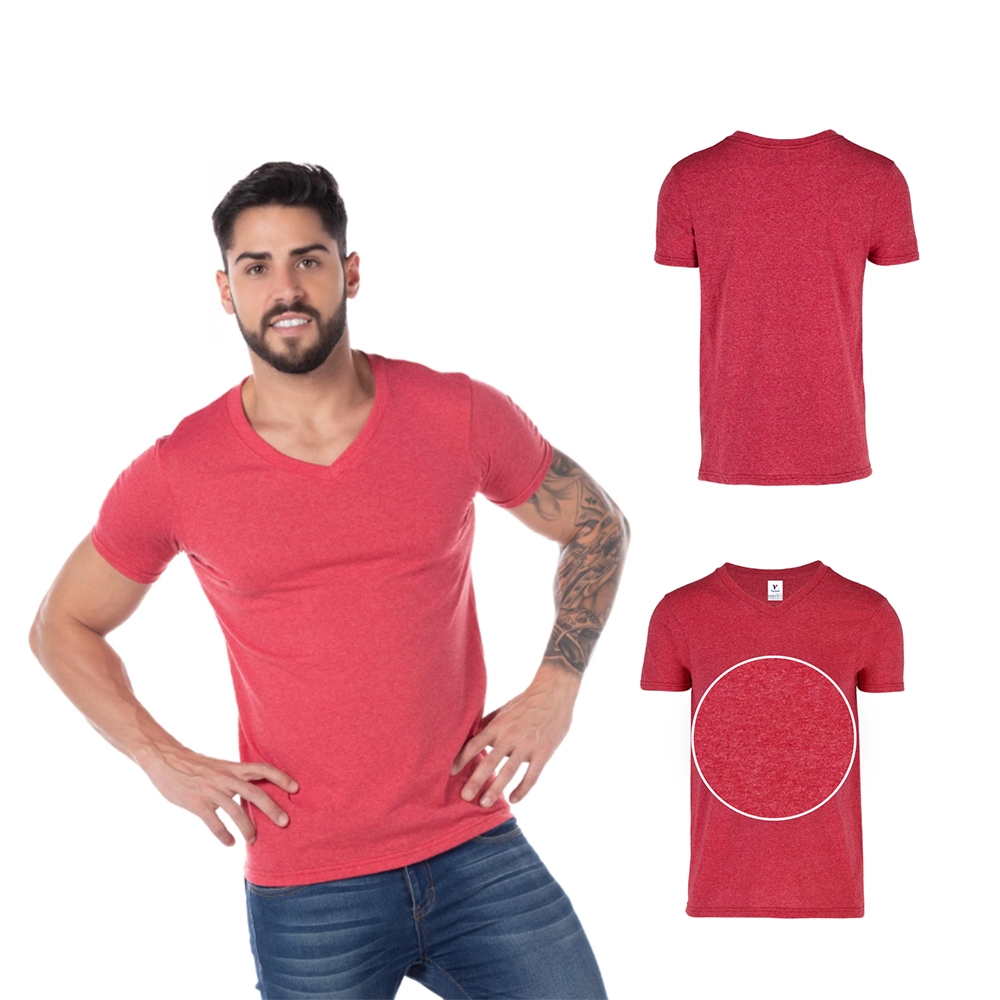 Foto 3 pulgar | Playera Cuello V Yazbek Rojo para Hombre