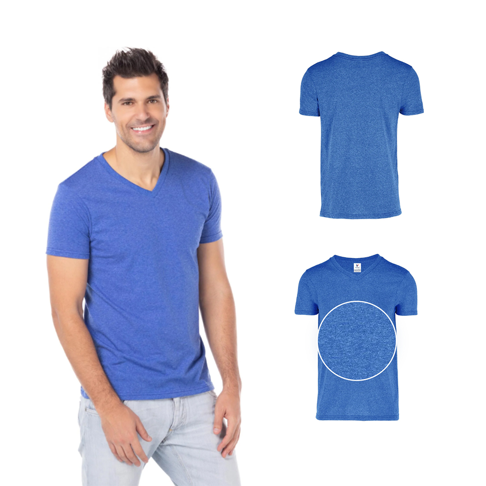 Foto 3 pulgar | Playera Cuello V Yazbek Azul 50% Algodón 50% Poliéster para Caballero