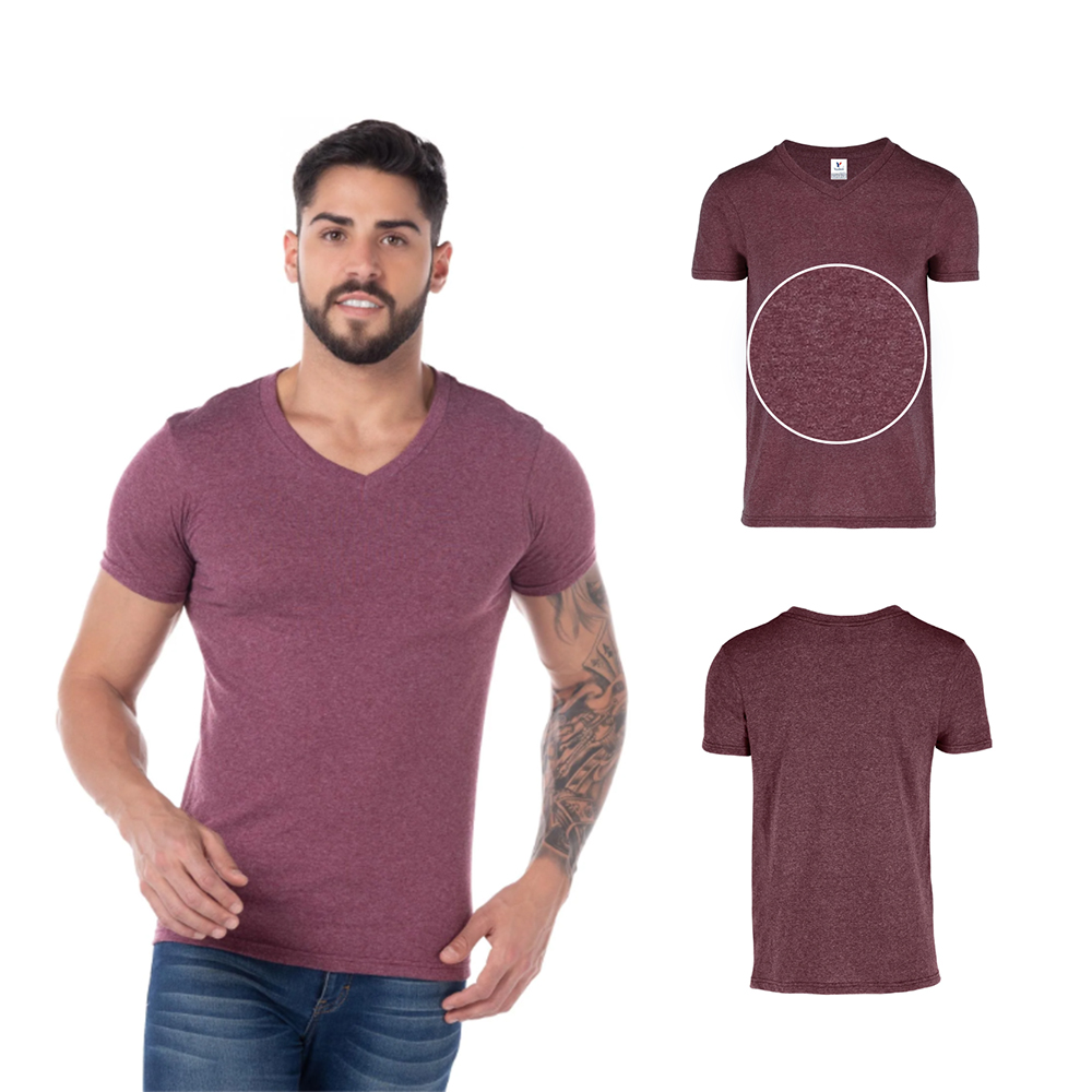 Foto 3 pulgar | Playera Cuello V Yazbek para Caballero Marrón Jaspe