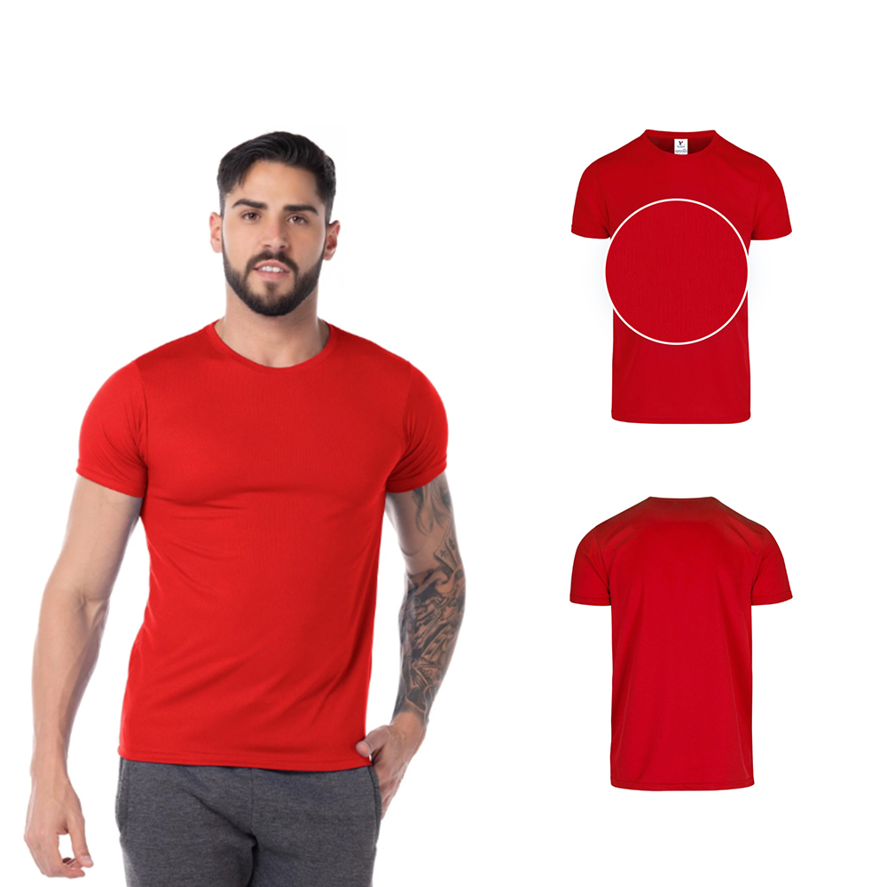 Foto 3 pulgar | Playera Cuello Redondo color Rojo 100% Poliéster para Caballero