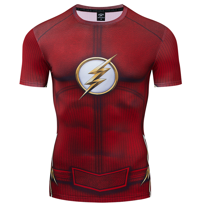 Venta Internacional - Playera Deportiva de Compresión Manga Corta Flash Roja