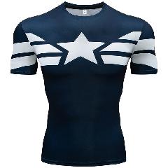 Foto 3 pulgar | Venta Internacional - Playera Deportiva de Compresión Manga Corta Azul Capitán America