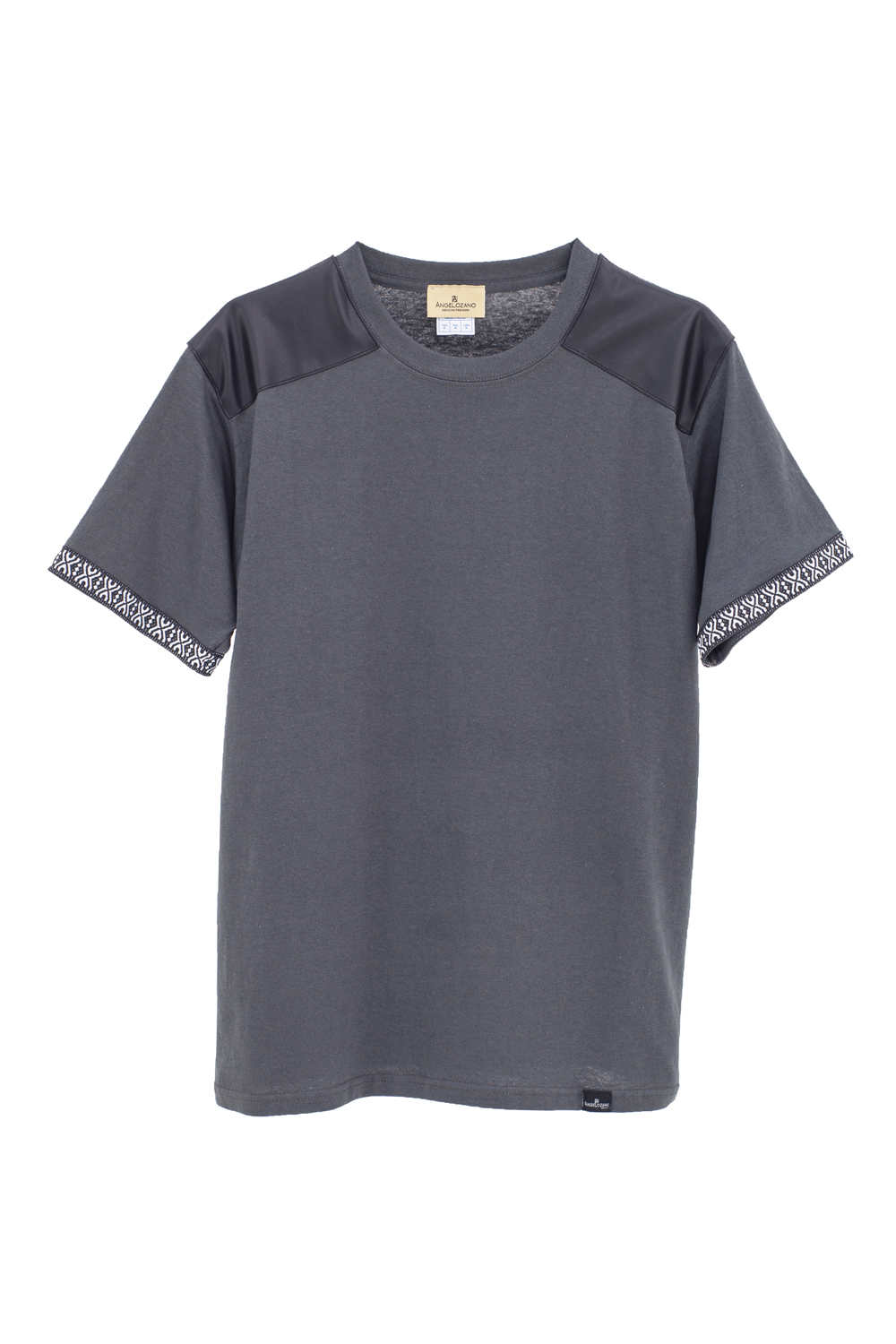 Foto 3 pulgar | Playera De Caballero A Ángelozano De Algodón Con Aplicación Sintético, Color Gris Al-w51