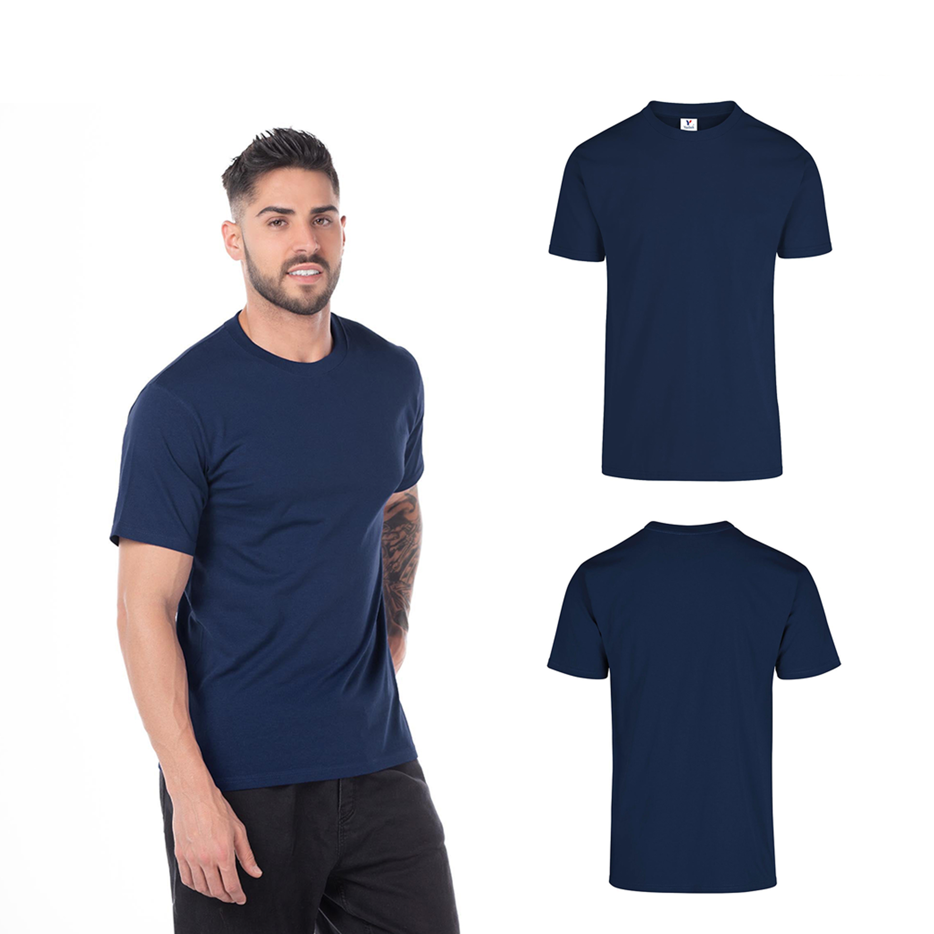 Foto 3 pulgar | Playera Yazbek Azul Marino 100 % Algodón 2 Piezas para Caballero