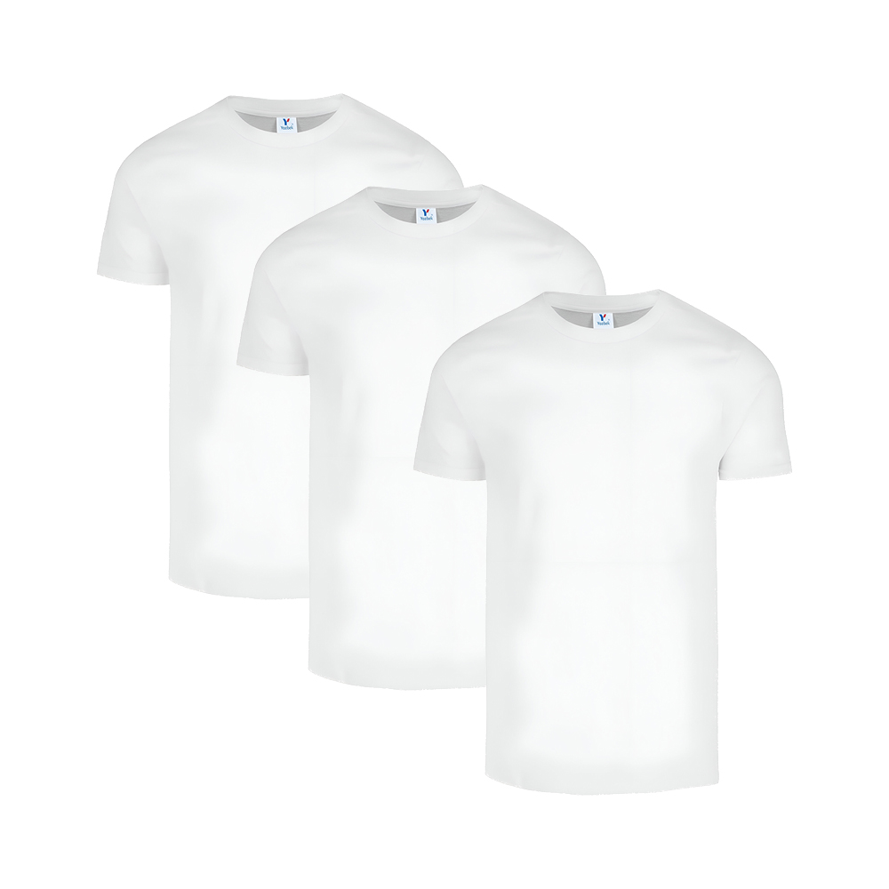 Playeras Yazbek Blancas 100% Algodón 3 Piezas para Caballero