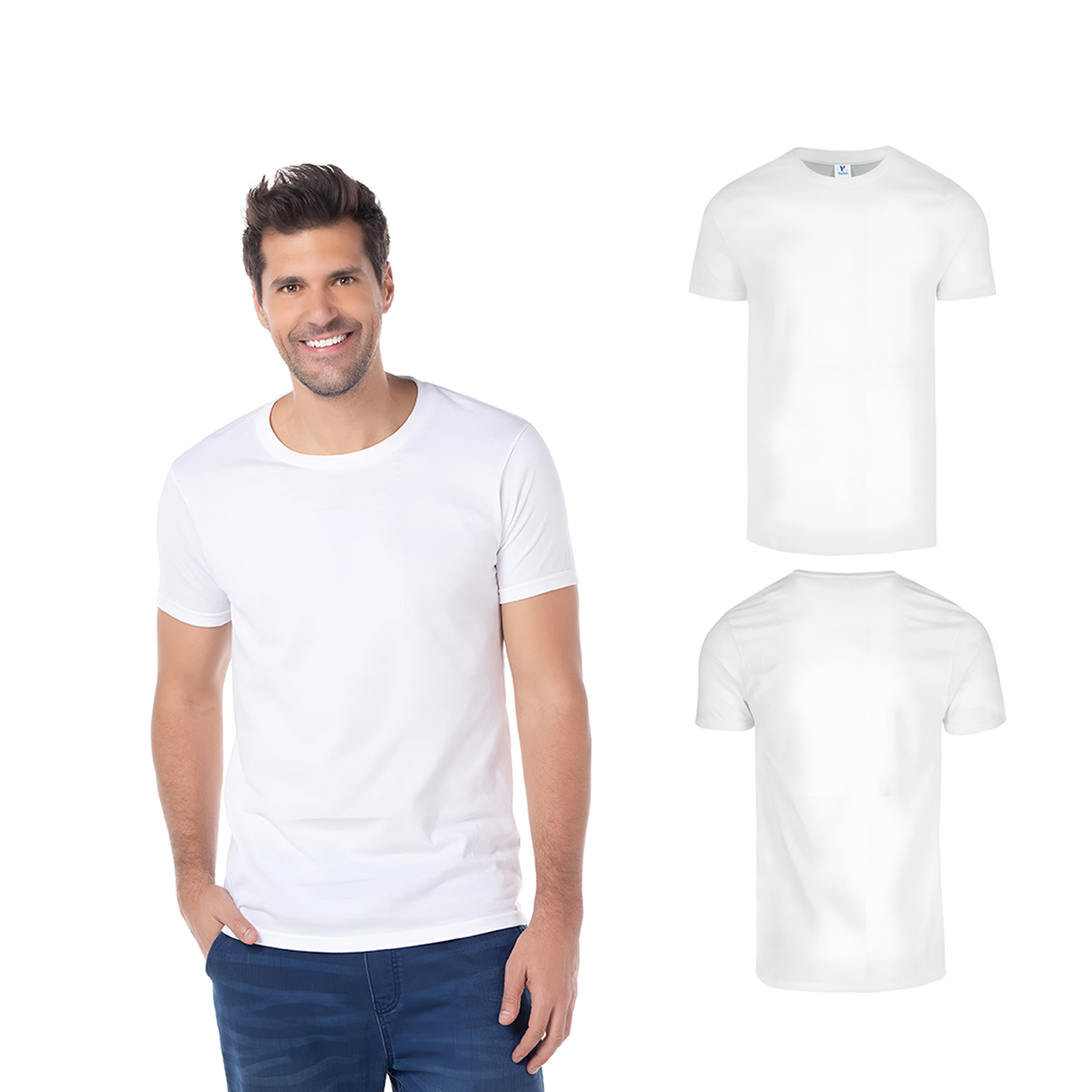 Foto 3 pulgar | Playeras Yazbek Blancas 100% Algodón 3 Piezas para Caballero