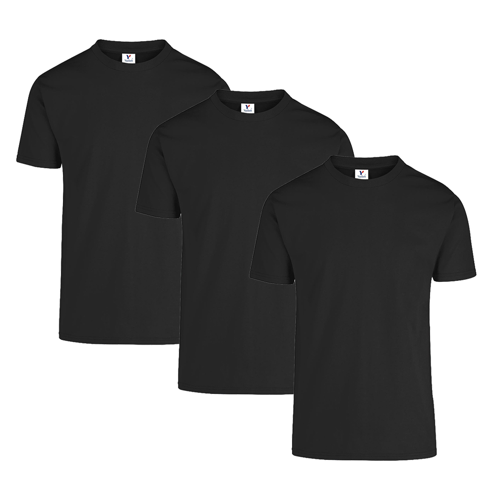 Foto 2 pulgar | Playera Yazbek Negra 100% Algodón para Caballero 3 Piezas