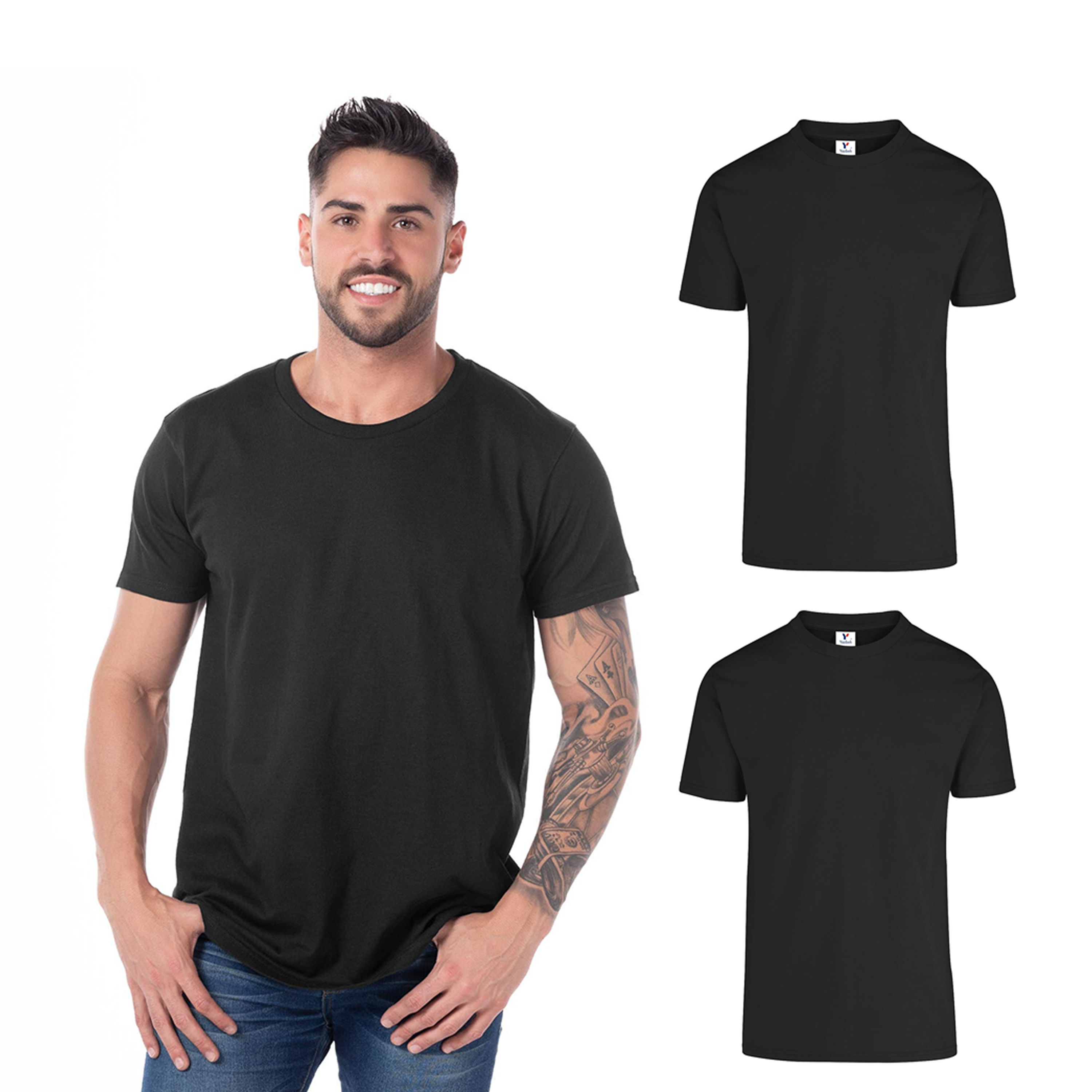 Foto 3 pulgar | Playera Yazbek Negra 100% Algodón para Caballero 3 Piezas