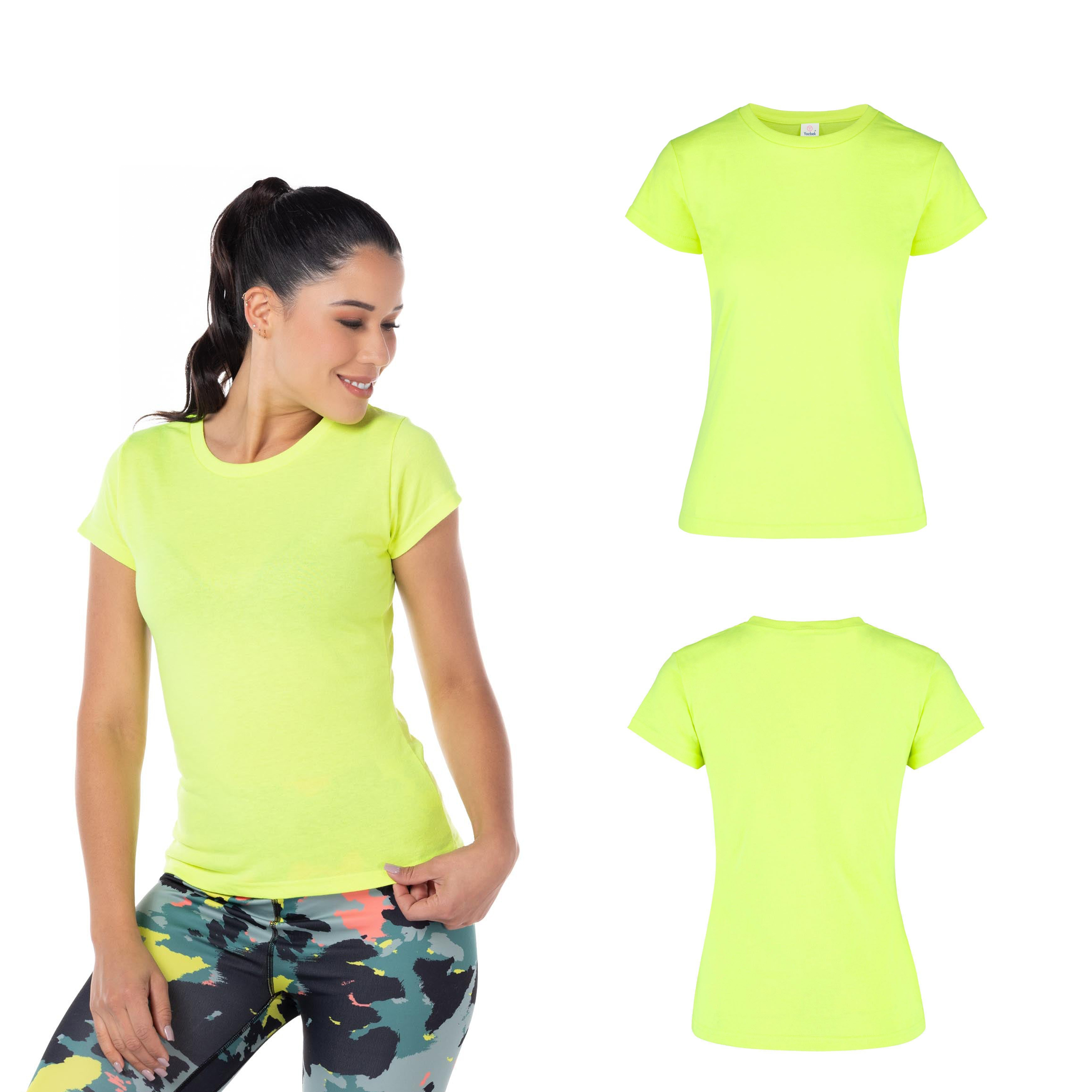 Foto 3 pulgar | Playera Cuello Redondo Yazbek para Dama Amarillo Neón