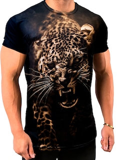 Foto 1 | Playera Sublimada King B Premium De Manga Corta Negro Leopardo para Hombre