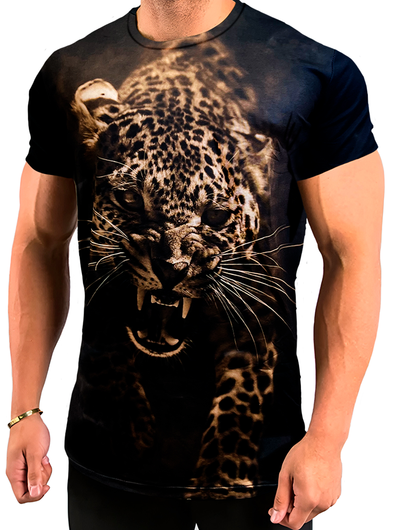 Foto 3 pulgar | Playera Sublimada King B Premium De Manga Corta Negro Leopardo para Hombre