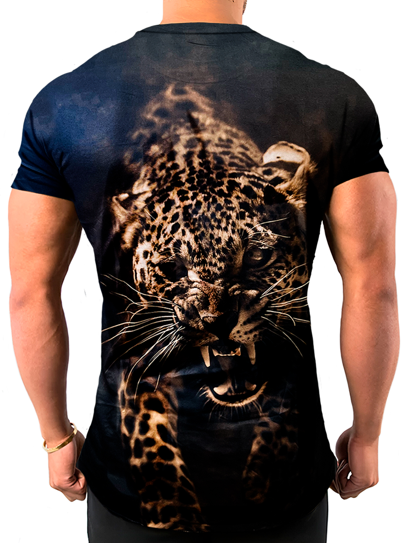 Foto 4 pulgar | Playera Sublimada King B Premium De Manga Corta Negro Leopardo para Hombre