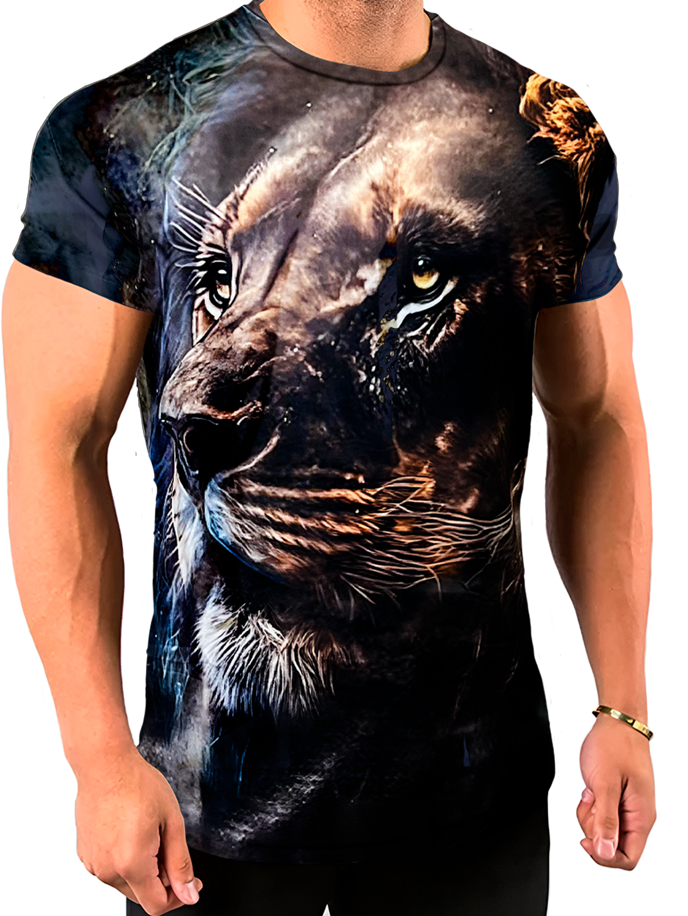 Playera Sublimada King B Premium De Manga Corta Café Leon Chico para Hombre