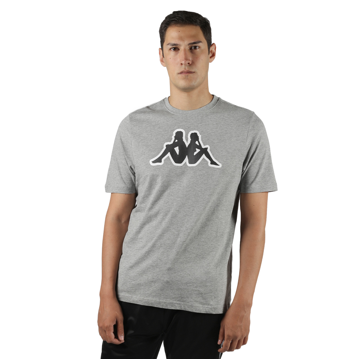 Playera Kappa Gris para Caballero Manga Corta Logo Zobi