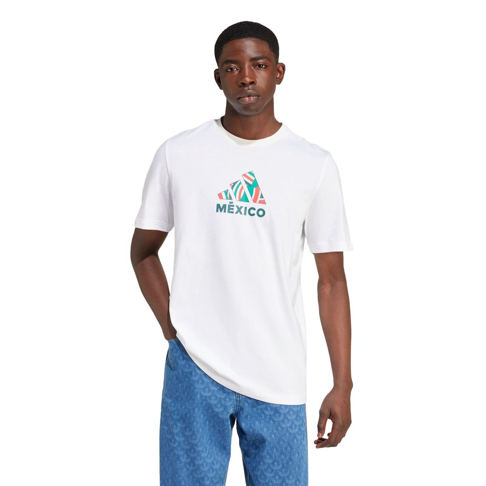 Foto 2 | Playera México Versión Seguidor Estampada Adidas Blanco Hombre