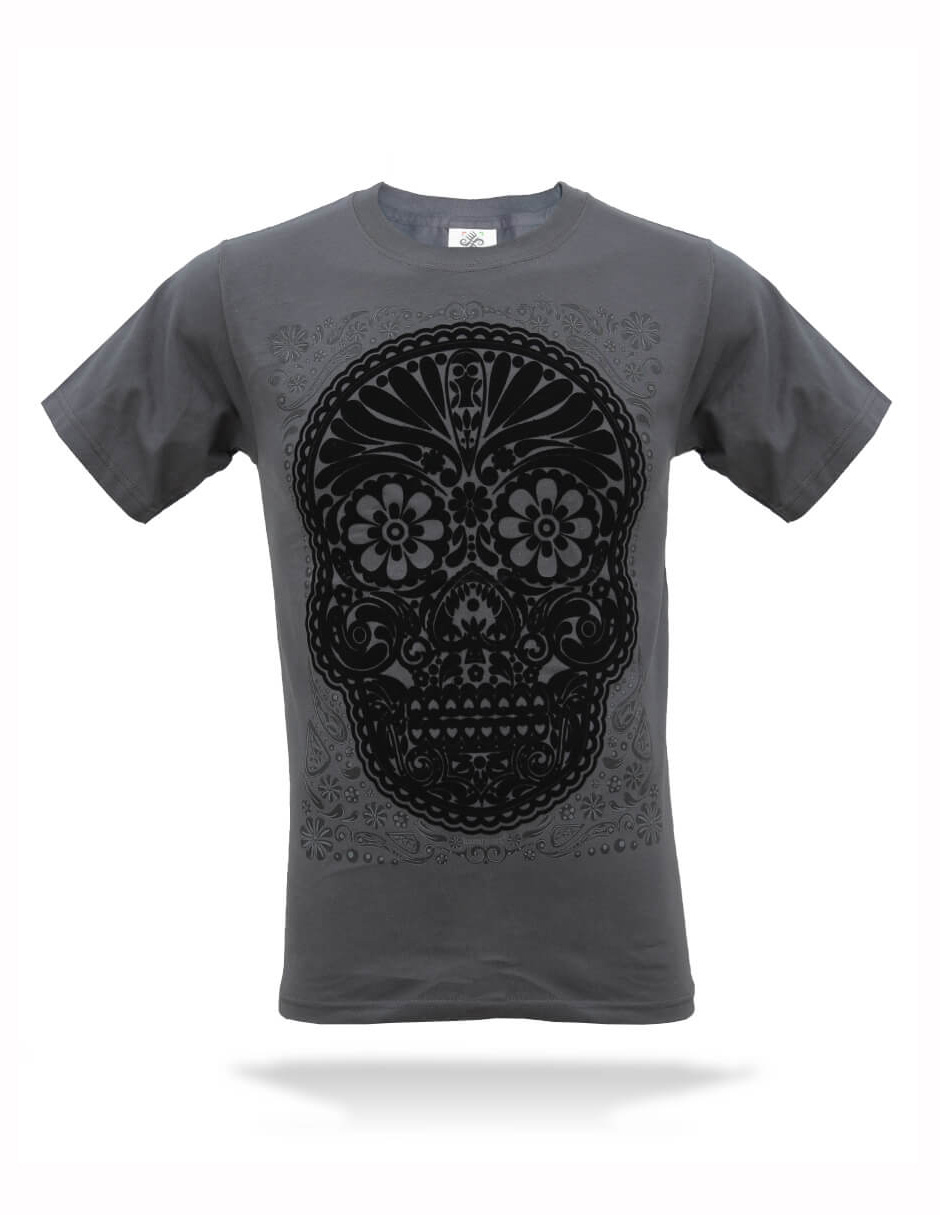 Foto 2 pulgar | Playera Karani Art Calavera Obsidiana Hombre