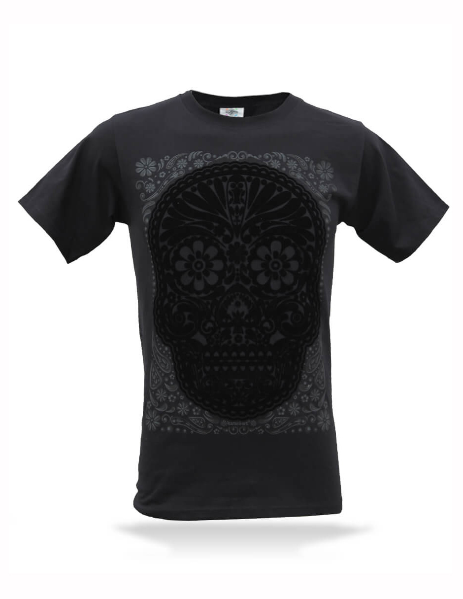 Foto 2 pulgar | Playera Karani Art Calavera Obsidiana Hombre