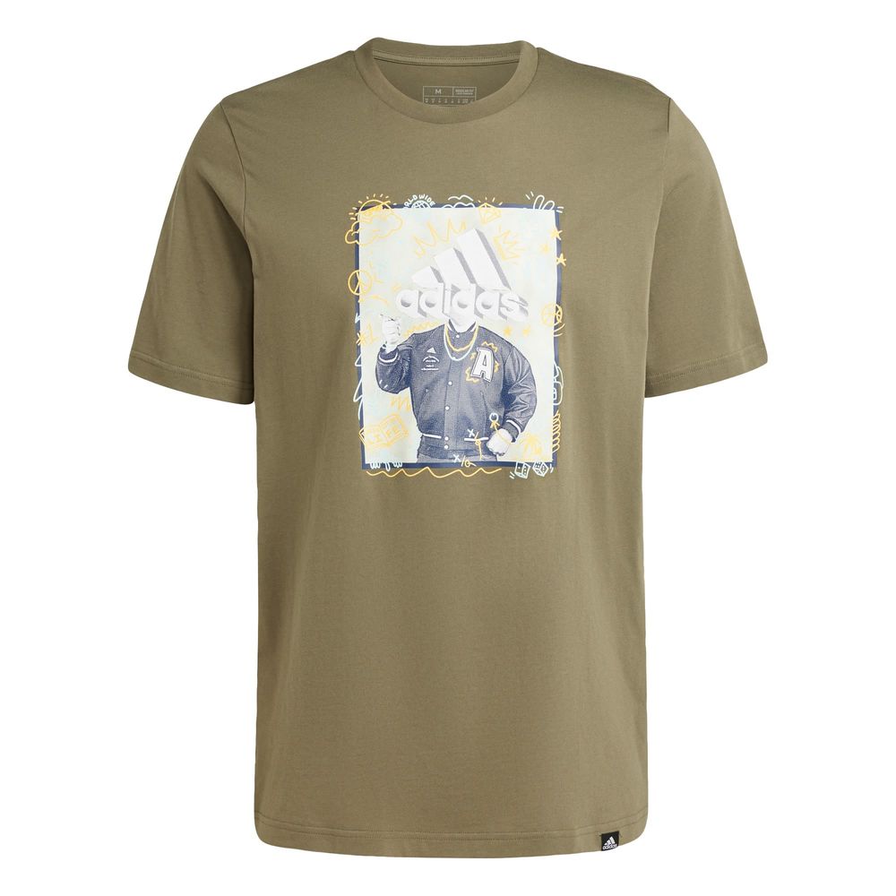 Foto 2 pulgar | Playera Doodle Estampada Adidas Verde Hombre