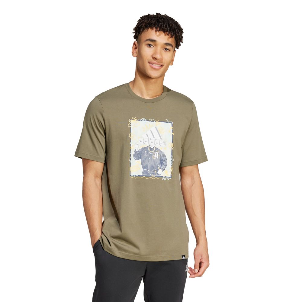 Foto 3 pulgar | Playera Doodle Estampada Adidas Verde Hombre