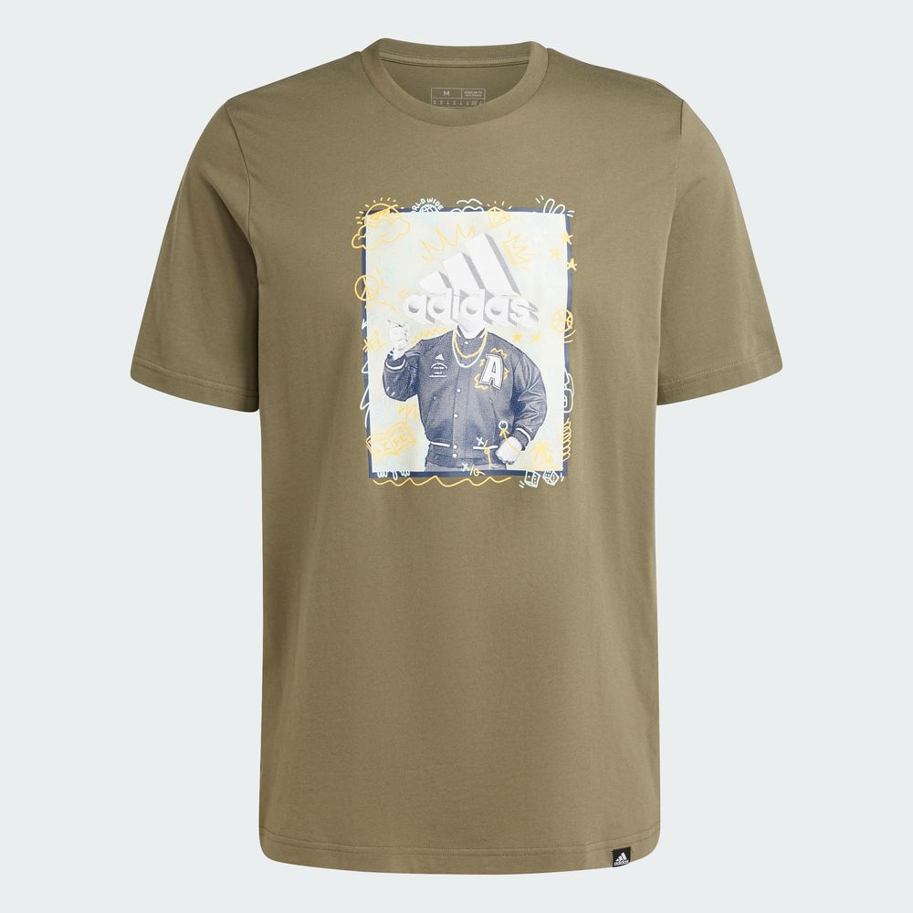 Foto 4 pulgar | Playera Doodle Estampada Adidas Verde Hombre