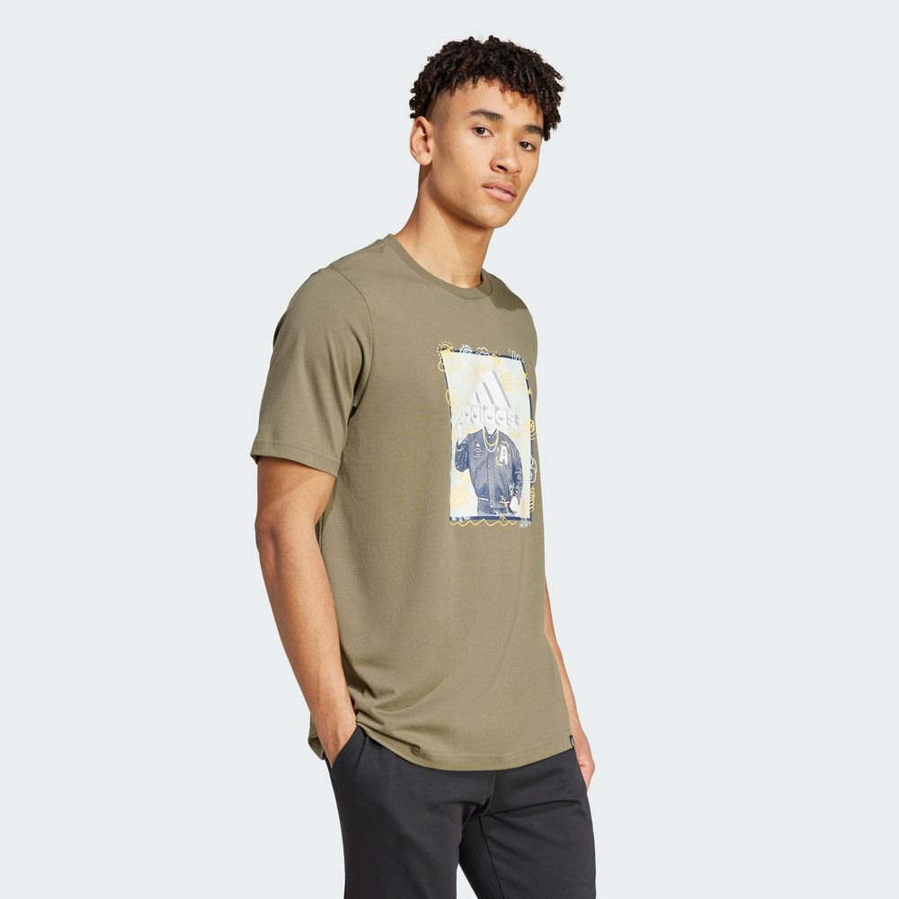Foto 5 pulgar | Playera Doodle Estampada Adidas Verde Hombre