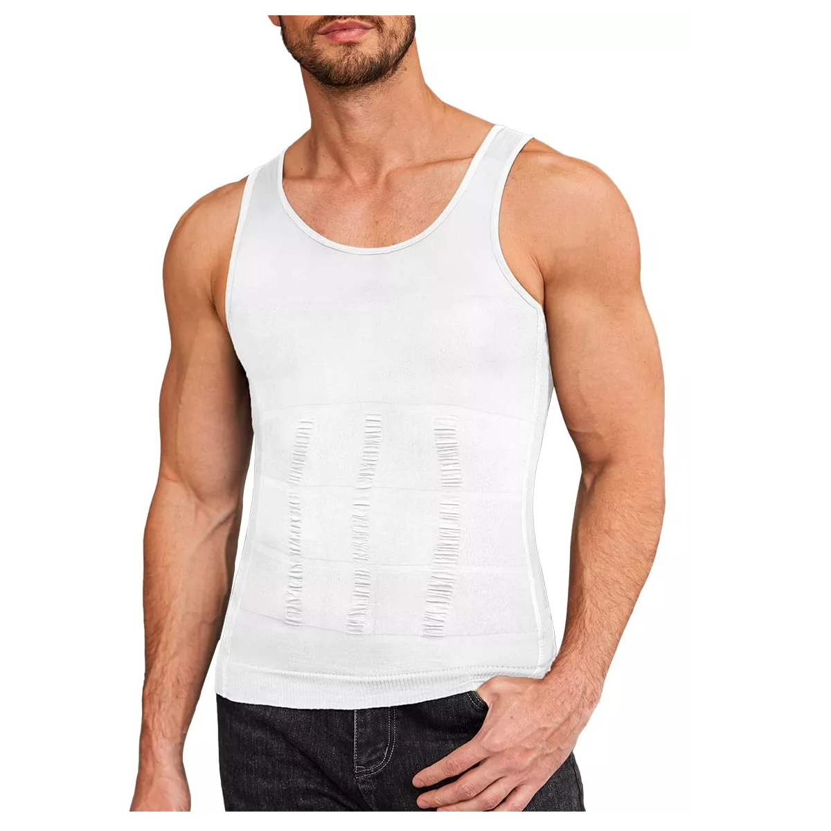 Foto 2 | Kit 3pzs Playeras Faja Reductora Moldeadora Para Hombre Talla M Eo Safe Imports Esi-15180 Blanco