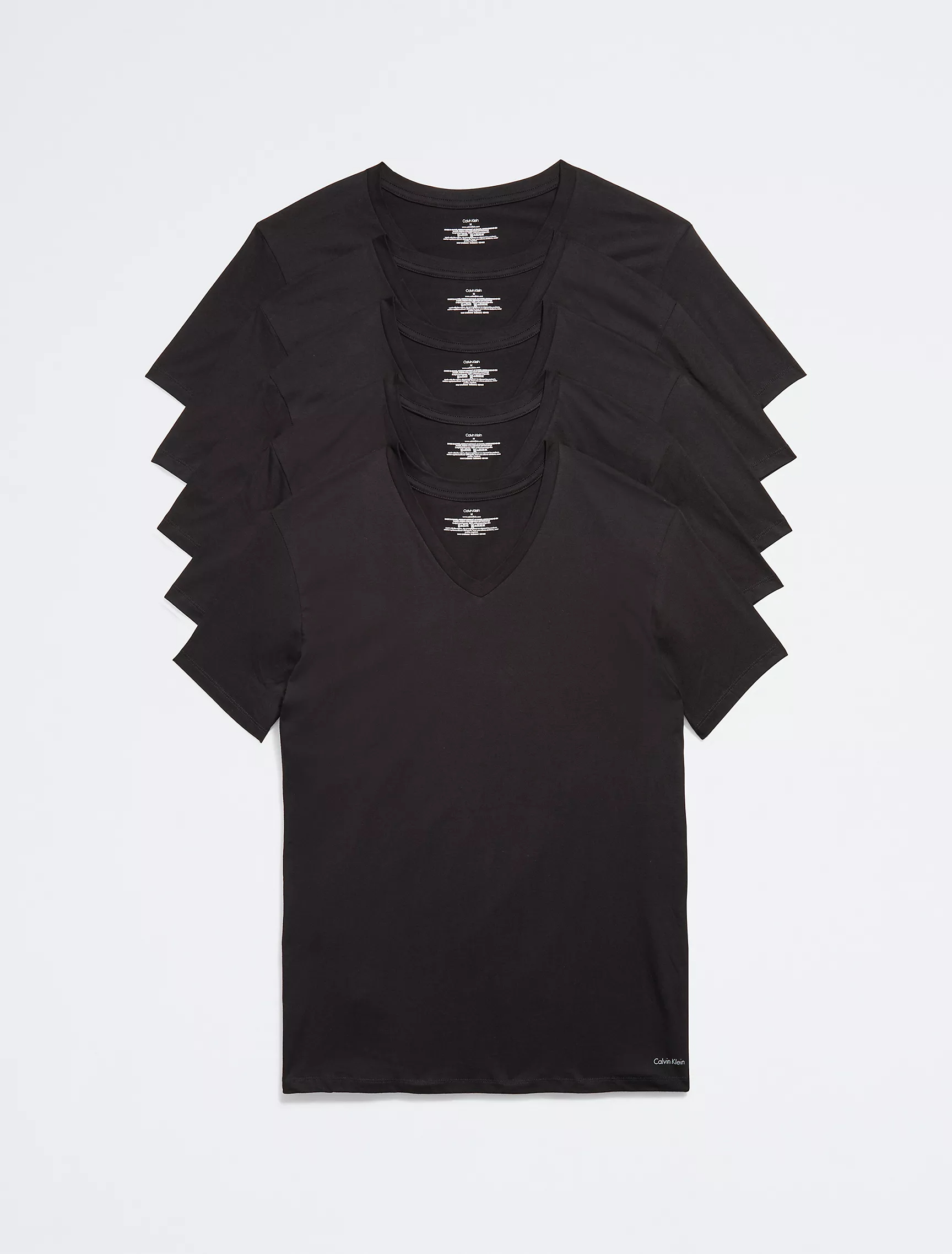 5 Playeras Calvin Klein Cuello V Algodón Classic T Shirt Camisetas Color Negro Para Hombre