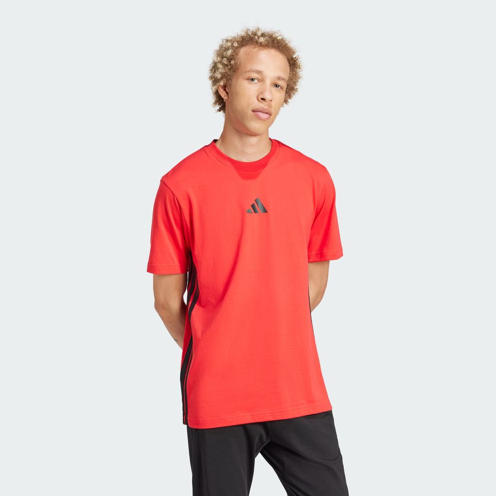 Foto 6 pulgar | Playera Essentials Adidas 3 Franjas Roja para Hombre