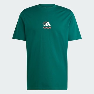 Foto 4 | Playera Lounge Pizza Estampada Adidas Verde para Hombre
