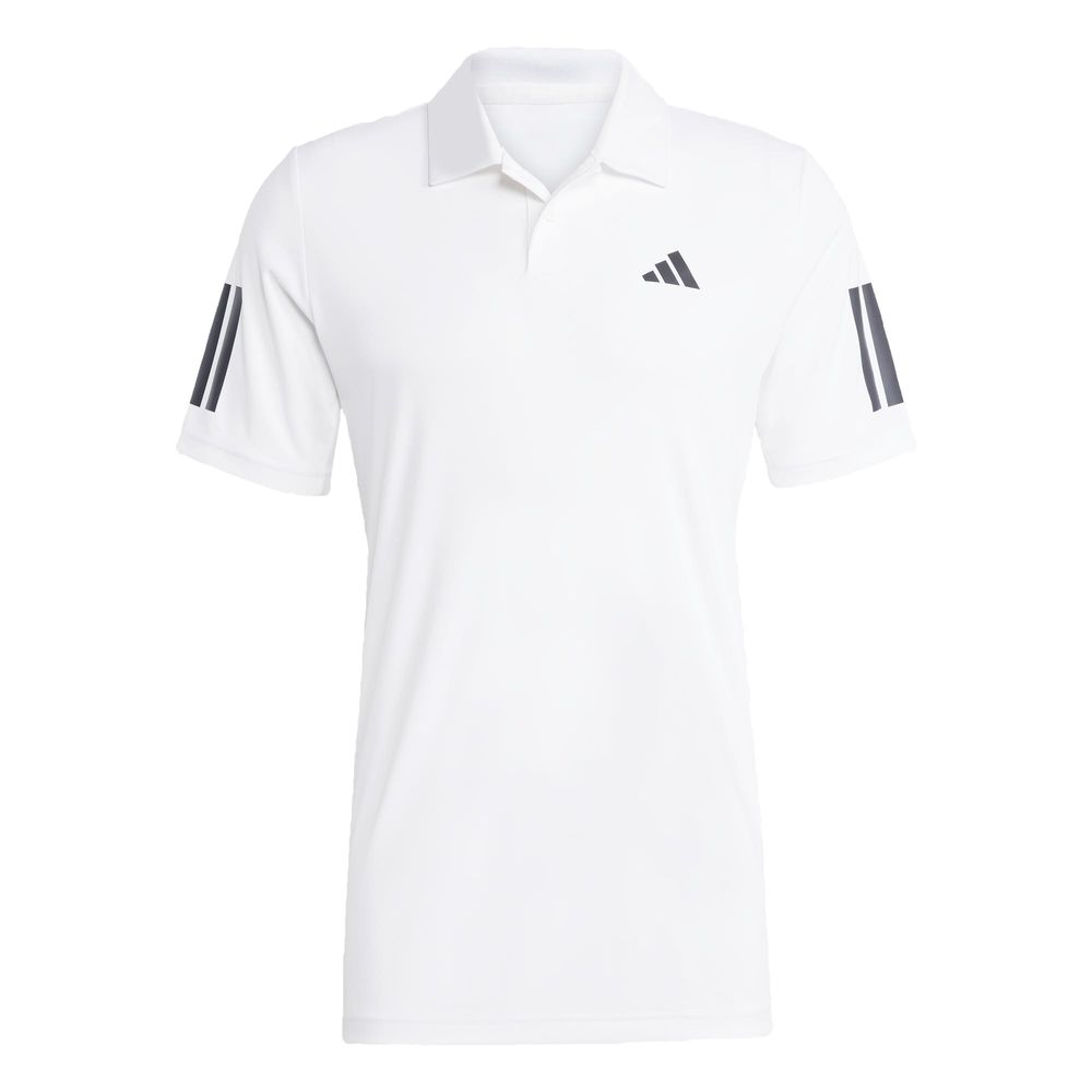 Playera Cuello Camisa De Tennis Club 3 Franjas Adidas Blanco Hombre