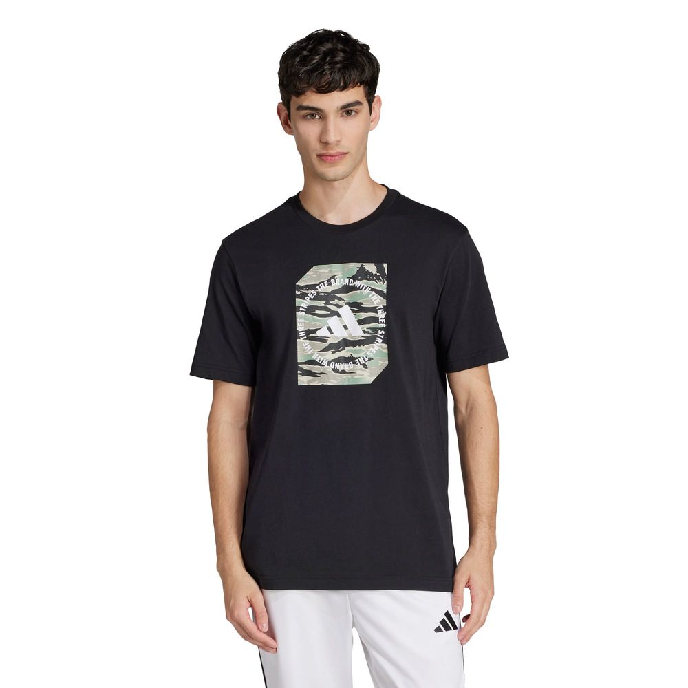 Foto 3 pulgar | Playera Estampada Camo Shape Adidas Negro Hombre