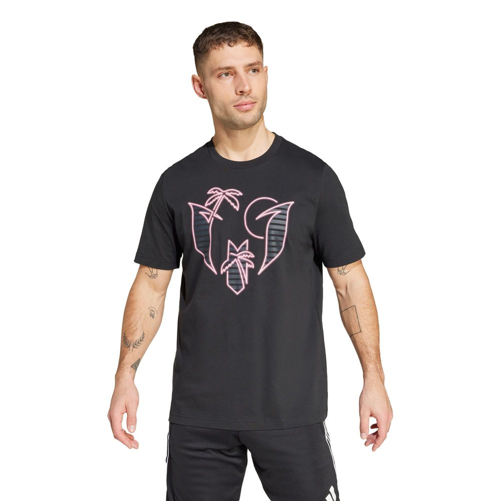 Foto 3 pulgar | Playera Graphic Messi Neon Lights Adidas Negro Hombre