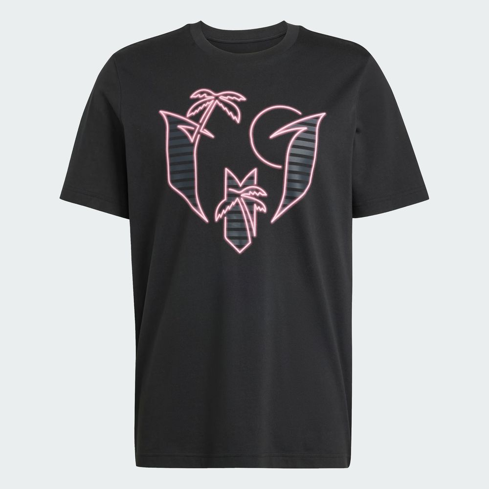Foto 4 pulgar | Playera Graphic Messi Neon Lights Adidas Negro Hombre