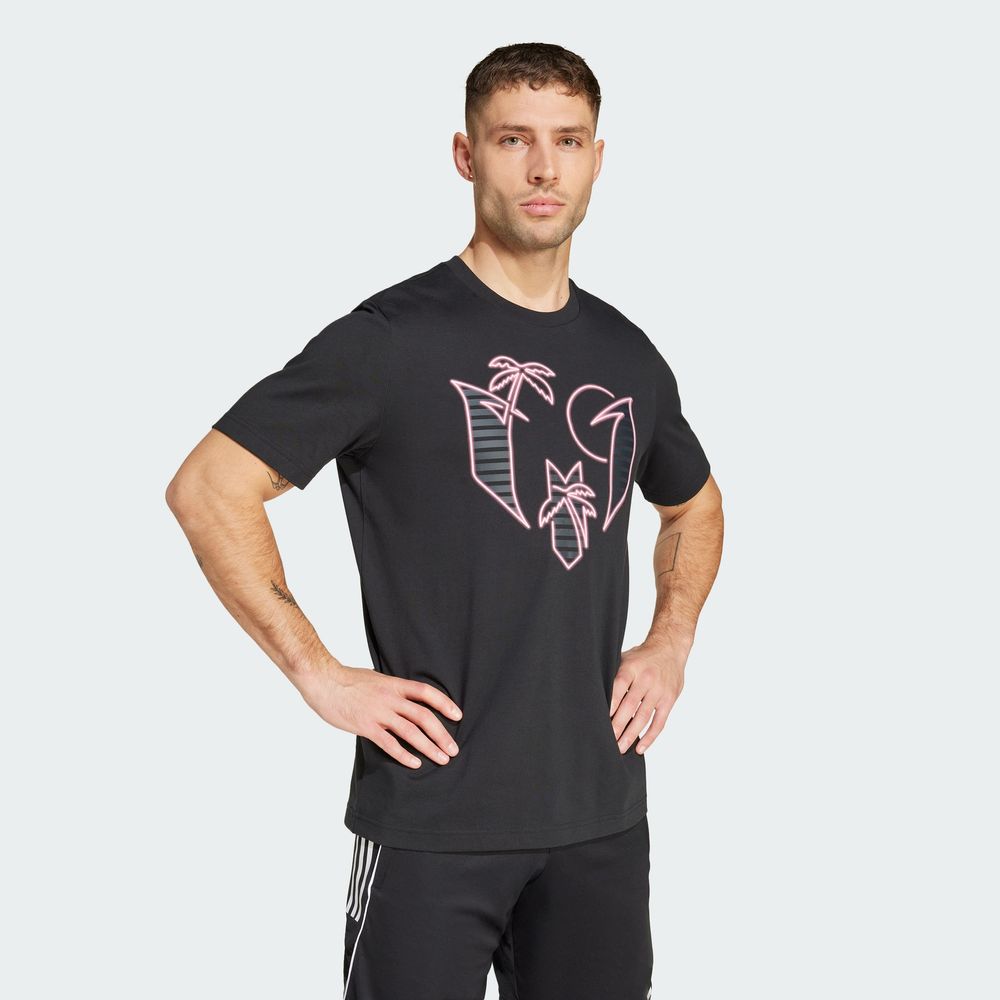 Foto 6 pulgar | Playera Graphic Messi Neon Lights Adidas Negro Hombre