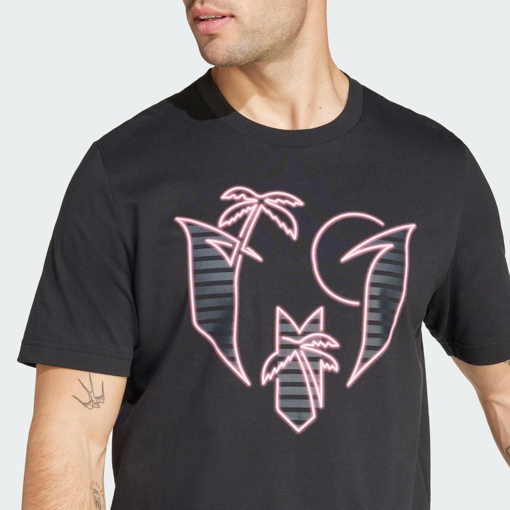 Foto 8 pulgar | Playera Graphic Messi Neon Lights Adidas Negro Hombre