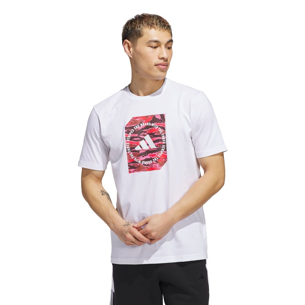 Foto 3 pulgar | Playera Estampada Camo Shape Adidas Blanco Hombre