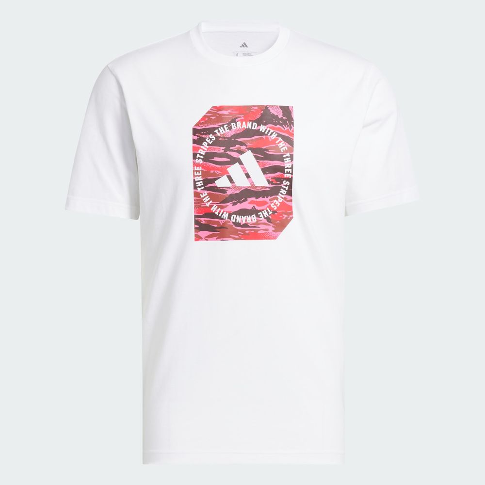 Foto 3 | Playera Estampada Camo Shape Adidas Blanco Hombre