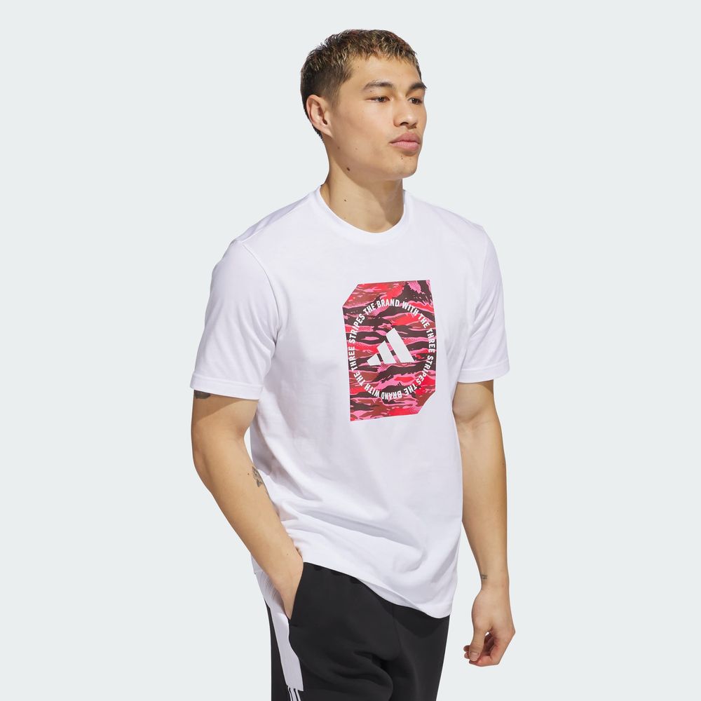 Foto 6 pulgar | Playera Estampada Camo Shape Adidas Blanco Hombre