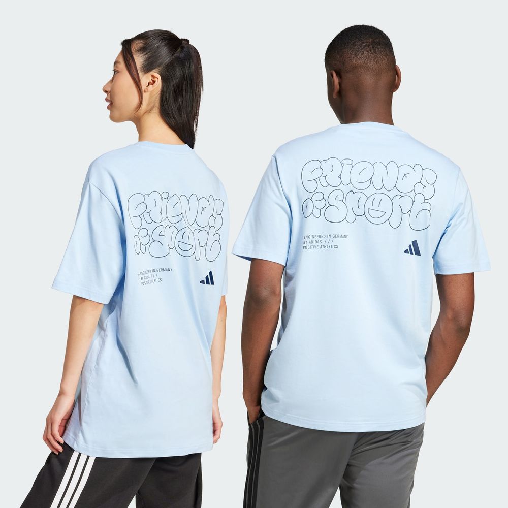 Foto 6 pulgar | Playera Estampada Lounge Verbiage Friends Of Sport Adidas Azul Hombre