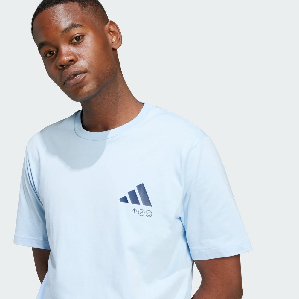 Foto 8 pulgar | Playera Estampada Lounge Verbiage Friends Of Sport Adidas Azul Hombre