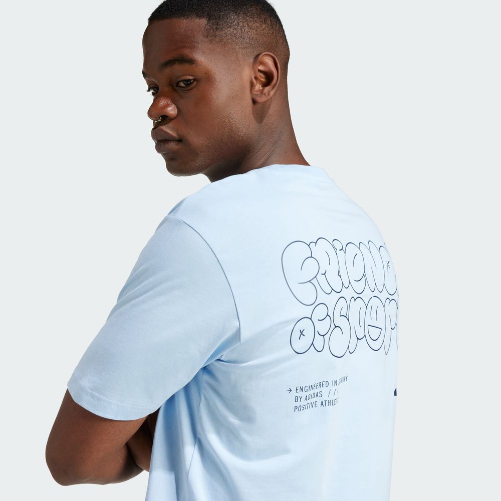 Foto 9 pulgar | Playera Estampada Lounge Verbiage Friends Of Sport Adidas Azul Hombre