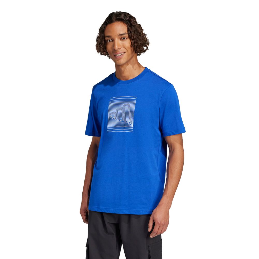 Foto 2 | Playera Tech Metallic Graphic Adidas Azul Hombre