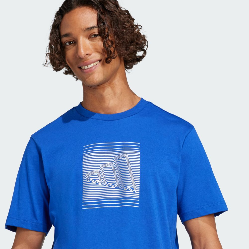 Foto 6 | Playera Tech Metallic Graphic Adidas Azul Hombre