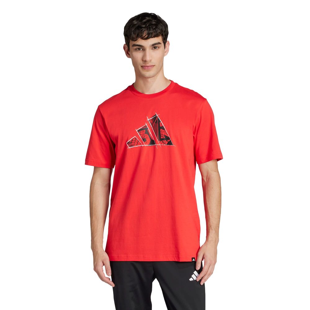 Foto 3 pulgar | M Photo Logo T Adidas Rojo Hombre