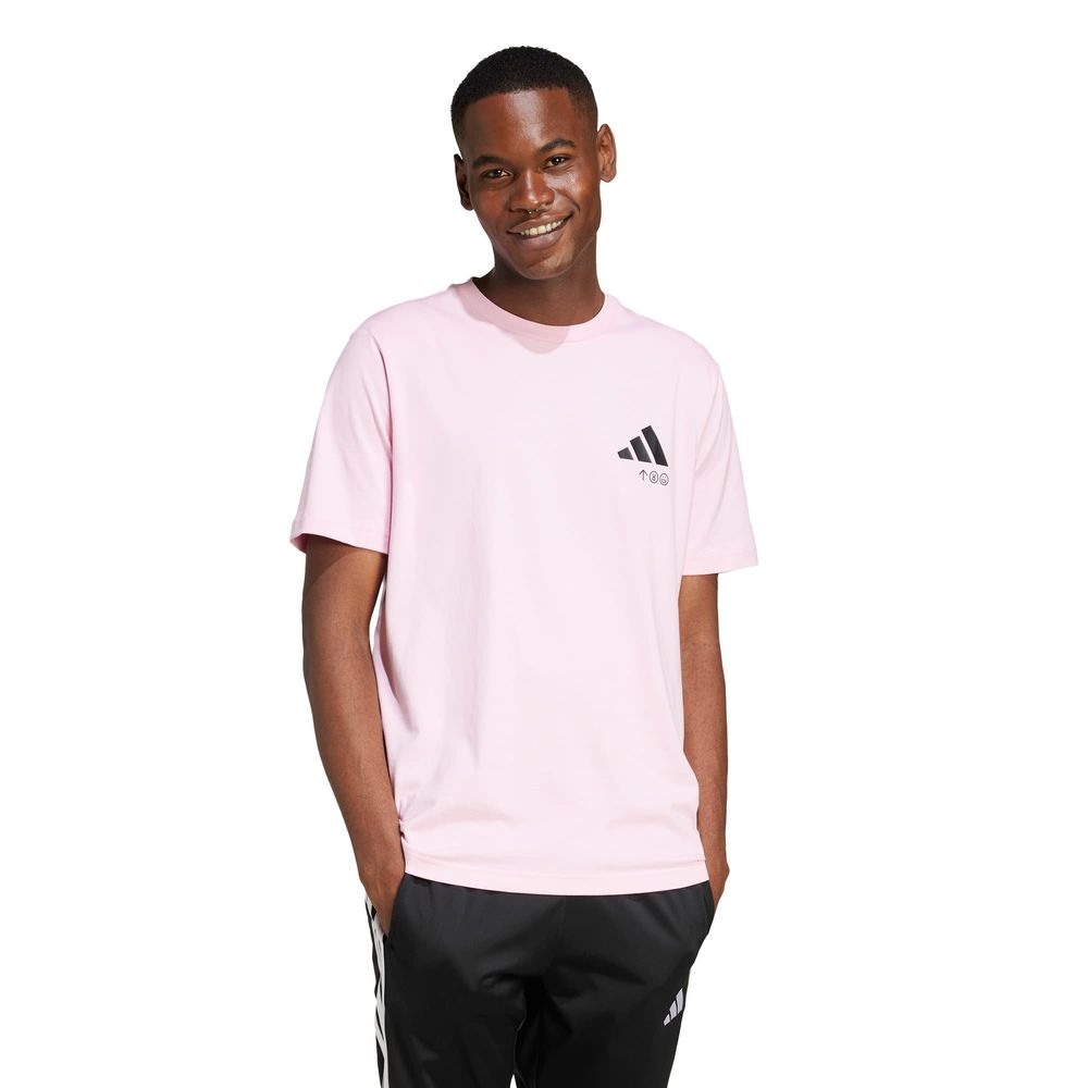 Foto 3 pulgar | Playera Estampada Lounge Verbiage Friends Of Sport Adidas Rosa Hombre