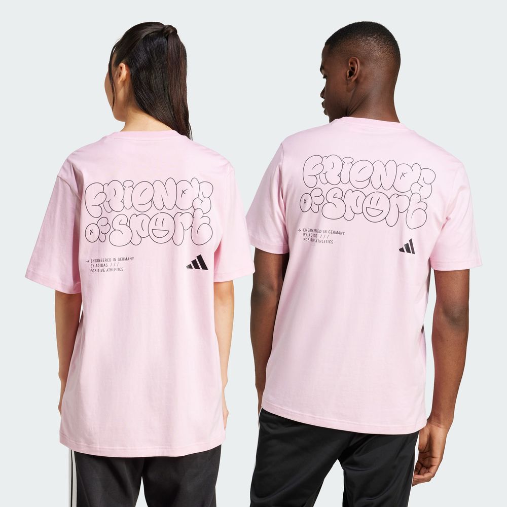 Foto 6 pulgar | Playera Estampada Lounge Verbiage Friends Of Sport Adidas Rosa Hombre