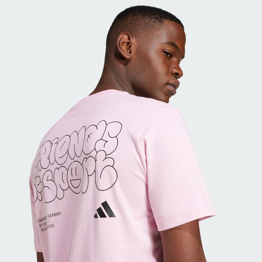 Foto 8 pulgar | Playera Estampada Lounge Verbiage Friends Of Sport Adidas Rosa Hombre