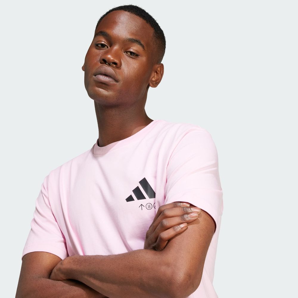 Foto 9 pulgar | Playera Estampada Lounge Verbiage Friends Of Sport Adidas Rosa Hombre