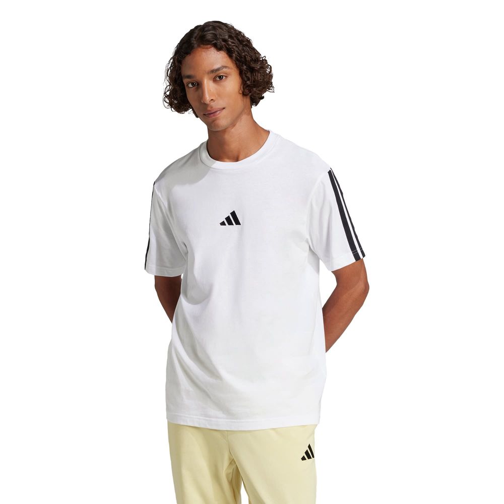 Foto 3 pulgar | Playera Adidas Essentials 3 Franjas Tejido Jersey Blanco para Hombre